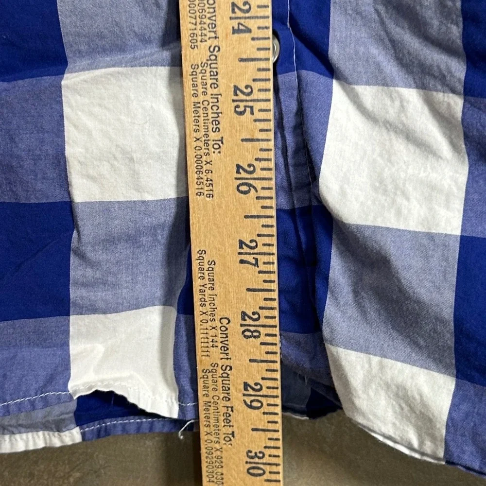 American Eagle Mens XL Athletic Fit Blue White Buffalo‎ Check Button Down Shirt